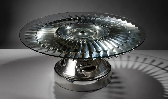 Furniture Made Using Airplane Parts Home Harmonizing! Coffee Table made from Pegasus LP2 Fan Blade - Furniture Made Using Airplane Parts Home Harmonizing!